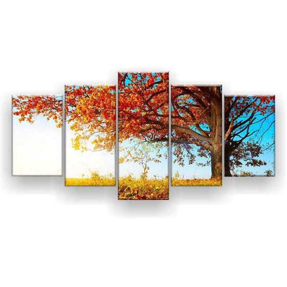 Imagem de Quadro Decorativo Mosaico 5 Peças Outono Árvore Céu ul