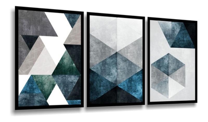 Quadro Decorativo Mosaico Abstrato 3 Peças 50x70 Grande Menor preço em Quadro Decorativo Mosaico Abstrato 3 Peças 50x70 Grande