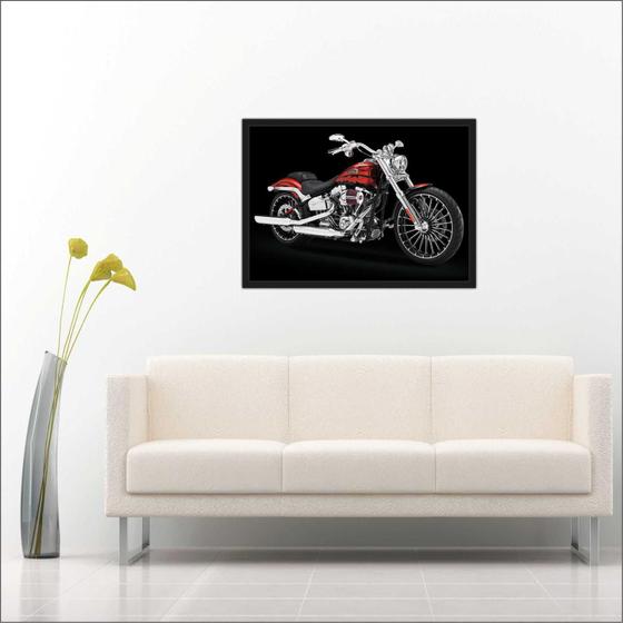 Imagem de Quadro Decorativo Moto Vintage Retrô Decorações Com Moldura