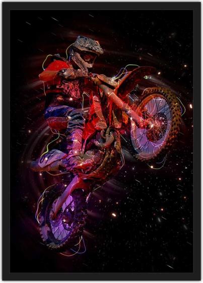 Imagem de Quadro Decorativo Motocross Motocicletas Esporte Decorações Com Moldura G02