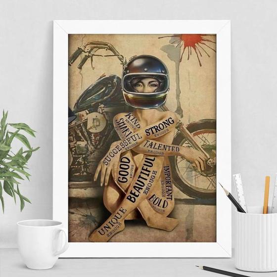 Imagem de Quadro Decorativo Motoqueira Motogirl 45x34cm