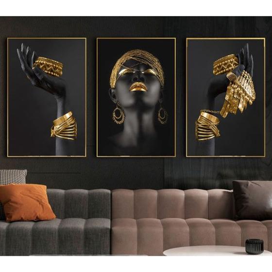 Imagem de Quadro decorativo Mulher africana de jóias de ouro mulher arte