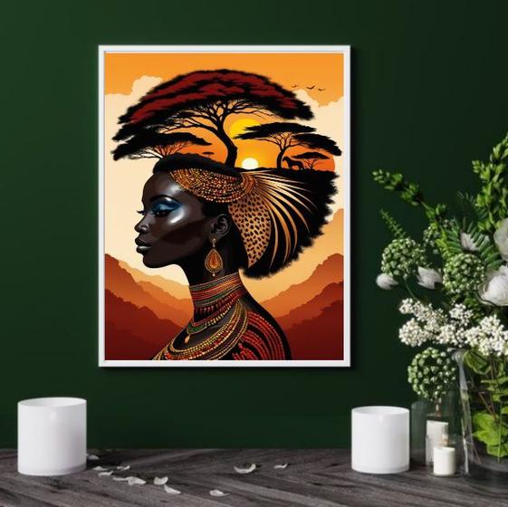 Imagem de Quadro Decorativo Mulher Africana - Paisagem 60x48cm