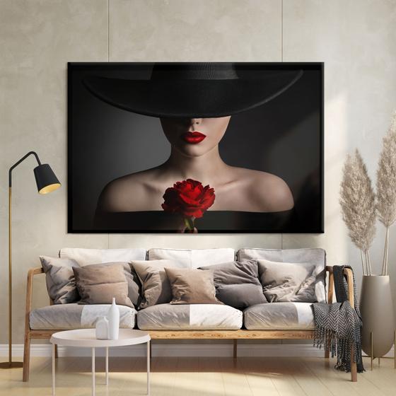 Imagem de Quadro Decorativo Mulher com Chapéu Canvas 50x70  - Foto Paulista