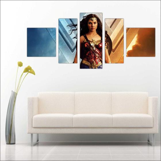 Imagem de Quadro Decorativo Mulher Maravilha Mosaico 5 Peças TT1