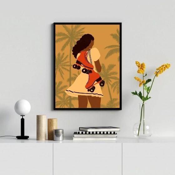 Imagem de Quadro Decorativo Mulher Patins Boho 33x24cm