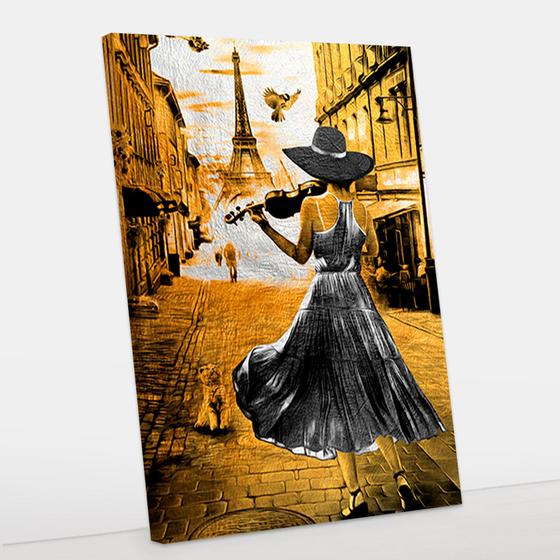 Imagem de Quadro Decorativo Mulher Violino Paris - Canvas - Foto Paulista