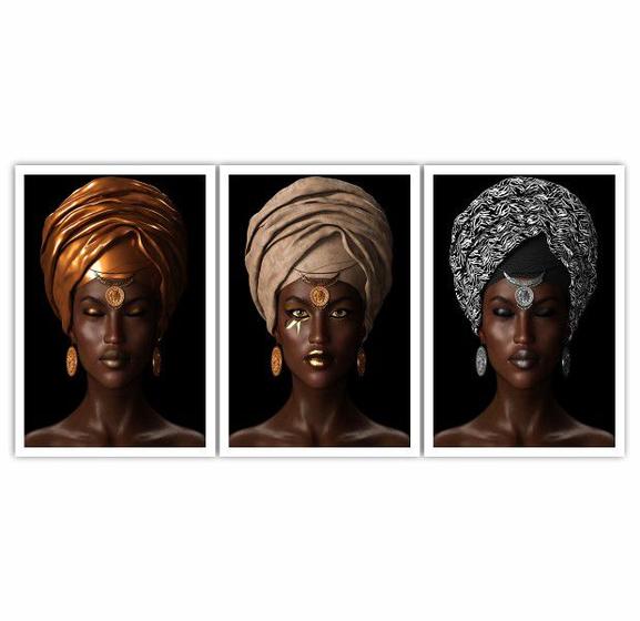 Imagem de Quadro Decorativo Mulheres Negras Turbante 60x40 Sala Quarto