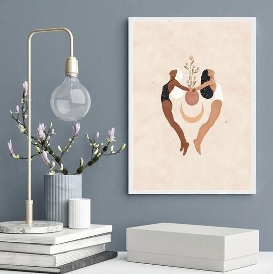 Quadro Decorativo Mulheres Yoga- Lua Flores 45X34Cm - Quadros On-Line Imagem de Quadro Decorativo Mulheres Yoga- Lua Flores 45X34Cm
