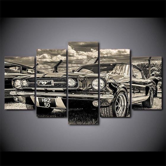 Imagem de Quadro Decorativo Mustang Carro Antigo 5 Peças 115x60cm