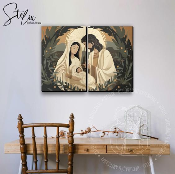 Imagem de Quadro Decorativo Natal Cristão Presépio Maria José Jesus Decoração Natalina