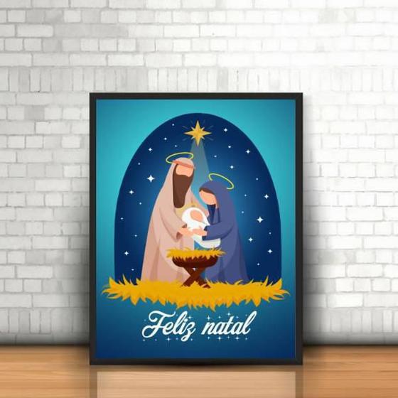 Imagem de Quadro Decorativo Natal Presépio 24X18cm Moldura Branca