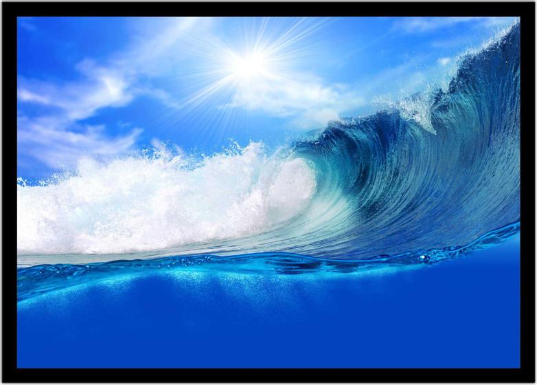 Imagem de Quadro Decorativo Natureza Paisagem Mar Onda Oceano Azul Com Moldura RC111