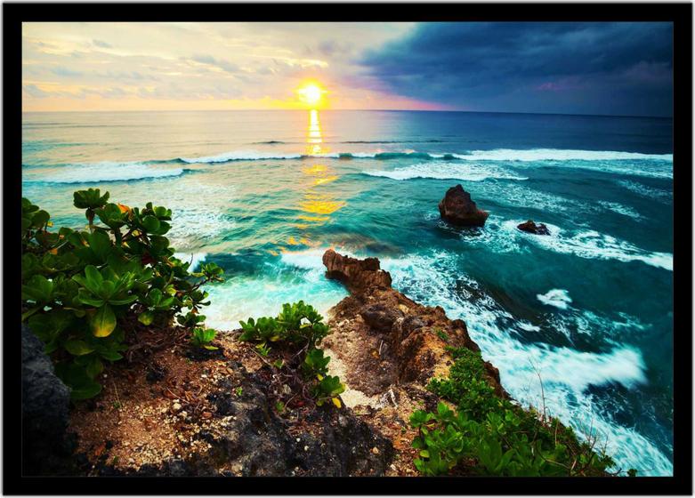 Imagem de Quadro Decorativo Natureza Paisagem Pôr Do Sol Mar Salas Quartos Escritório Com Moldura R075