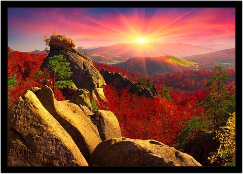 Imagem de Quadro Decorativo Natureza Paisagem Pôr Do Sol Montanha Salas Quartos Escritório Com Moldura R062