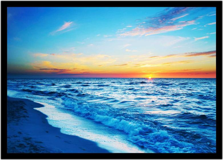 Imagem de Quadro Decorativo Natureza Paisagem Praia Pôr Do Sol Salas Quartos Escritório Com Moldura R049