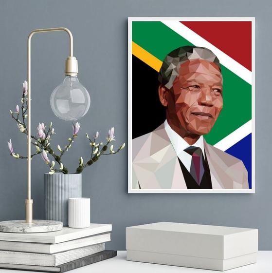 Imagem de Quadro Decorativo Nelson Mandela Geométrico 24x18cm