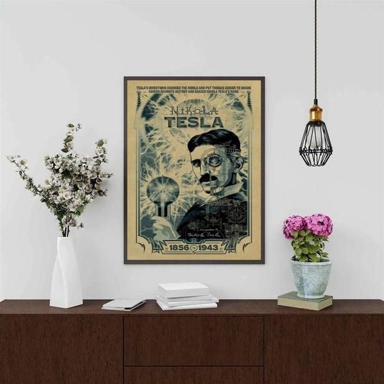 Imagem de Quadro Decorativo Nikola Tesla 45X34Cm - Com Vidro