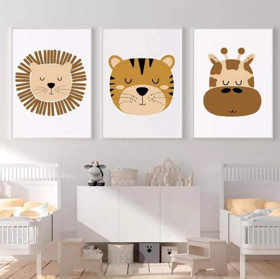 Imagem de Quadro decorativo Nórdico Leão Tigre Girafa"