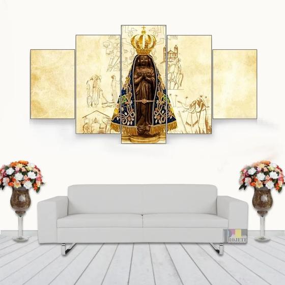 Imagem de Quadro Decorativo Nossa Senhora Aparecida 115x60 5 Peças N05