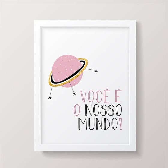 Imagem de Quadro Decorativo Nosso Mundo Moldura Branca