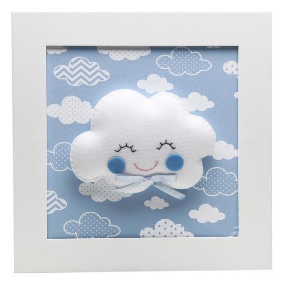 Imagem de Quadro Decorativo Nuvem Com Carinha Azul Quarto Bebê Infantil Menino