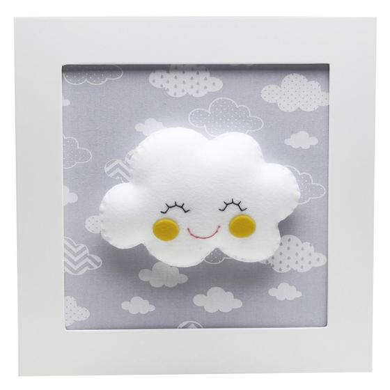 Imagem de Quadro Decorativo Nuvem Com Carinha Cinza Quarto Bebê Infantil Menina Menino