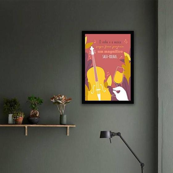 Imagem de Quadro Decorativo O Vinho e a Música 45x34cm