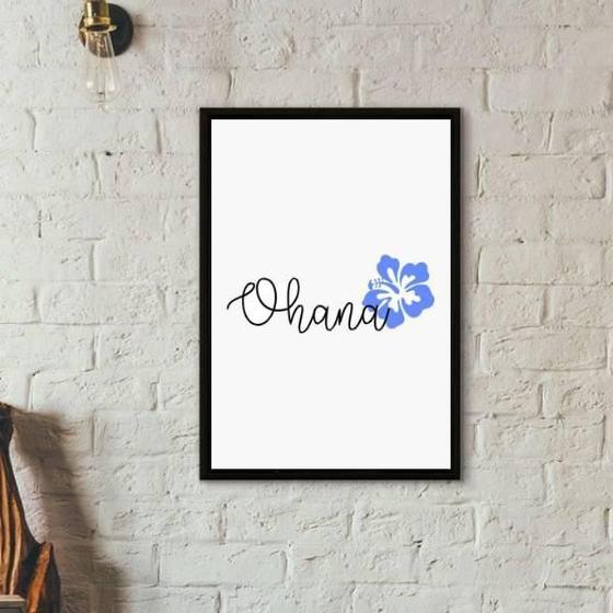 Imagem de Quadro Decorativo Ohana Flor Azul 24X18Cm Moldura Preta