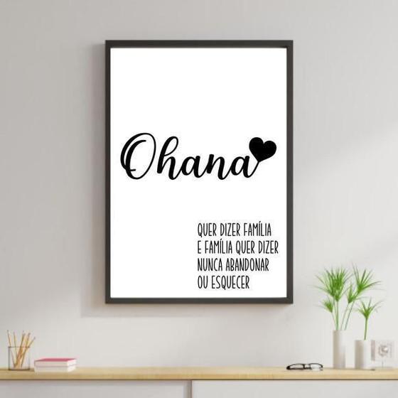 Imagem de Quadro Decorativo Ohana Quer Dizer Família 45x34cm