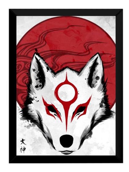 Imagem de Quadro Decorativo Okami Lobo Arte Poster Com Moldura