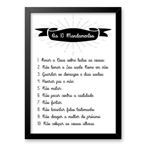 Imagem de Quadro Decorativo Os 10 Mandamentos 33x24cm - com vidro