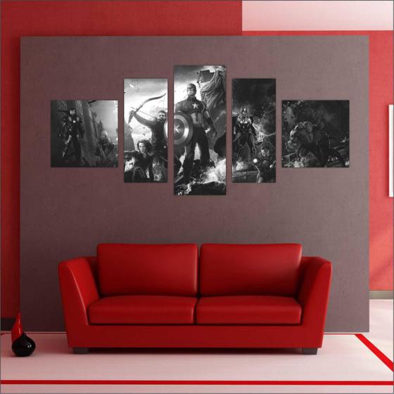 Imagem de Quadro Decorativo Os Vingadores Salas Quartos 5 Peças TT4