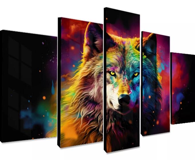 Imagem de Quadro Decorativo Painel Lobo Aquarela Minimalista"