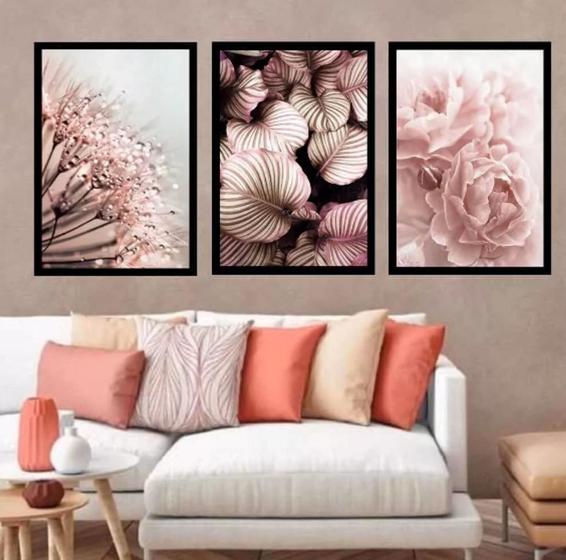 Imagem de Quadro Decorativo Painel Mosaico Flores Naturais Rosa"