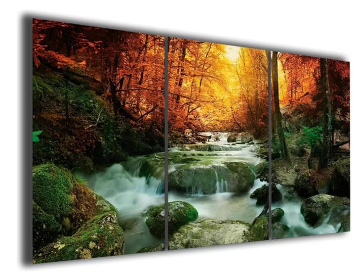 Imagem de Quadro Decorativo Painel Mosaico Paisagem Cachoeira Natureza Floresta"