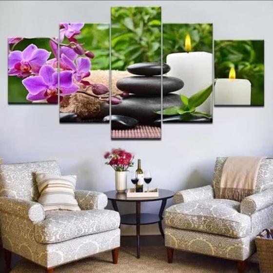 Imagem de Quadro Decorativo Painel orquidea e vela"