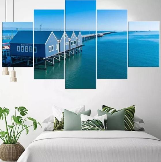 Imagem de Quadro Decorativo Painel Paisagem Casa Azul"