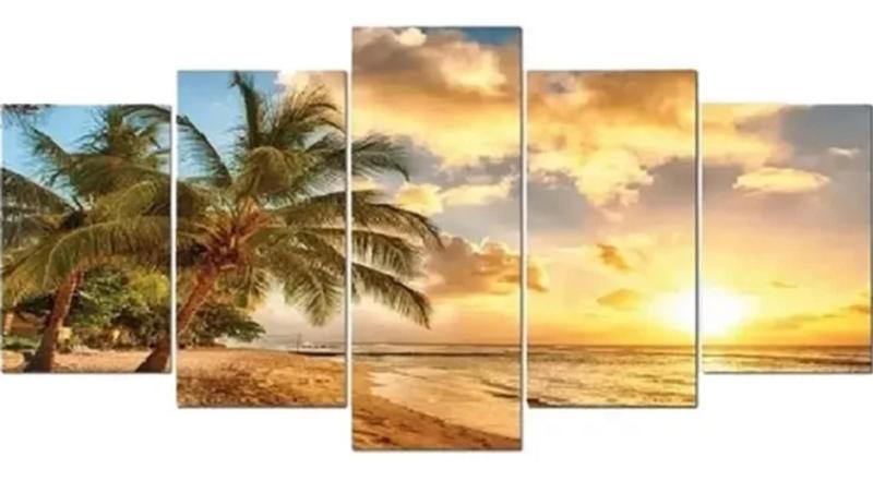 Imagem de Quadro Decorativo Painel Paisagem Linda De Coqueiro"