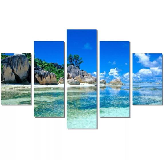 Imagem de Quadro Decorativo Painel Paisagens Caribe E Arvore Por Do Sol"