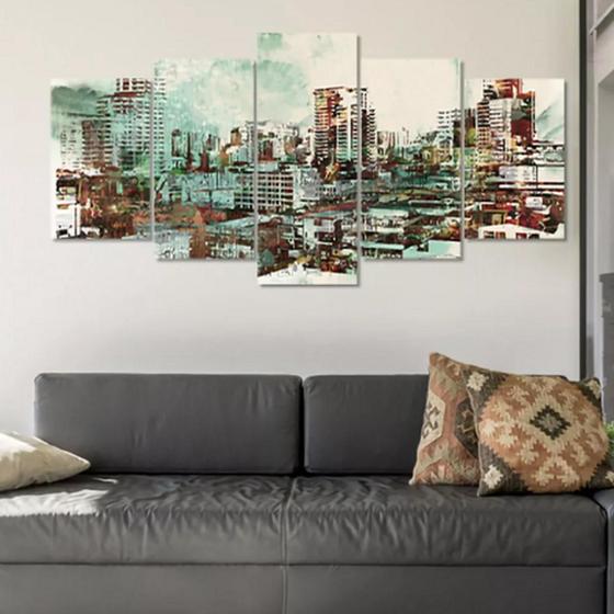 Imagem de Quadro Decorativo Painel Pintura Aquarela Cidade Predios"