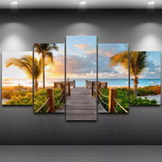 Imagem de Quadro Decorativo Painel Praia Mar Céu Azul Dia Sol "