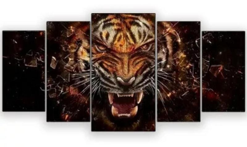 Imagem de Quadro Decorativo Painel Tigre Feroz Rei"