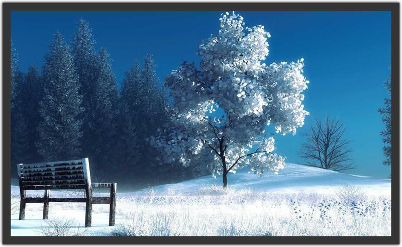 Imagem de Quadro Decorativo Paisagem Banco Neve Inverno Com Moldura 1 metro x 60 cm TT09