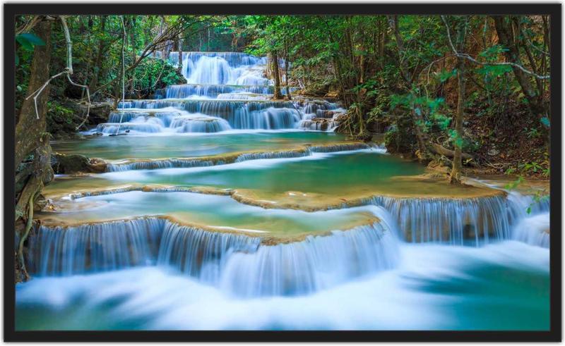 Quadro Decorativo Paisagem Cachoeira Pedras Com Moldura 1 metro x 60 cm TT13 Menor preço em Quadro Decorativo Paisagem Cachoeira Pedras Com Moldura 1 metro x 60 cm TT13