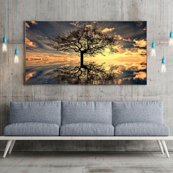 Quadro Decorativo Paisagem Grande Árvore da Vida com Moldura Prata 100x70 Menor preço em Quadro Decorativo Paisagem Grande Árvore da Vida com Moldura Prata 100x70