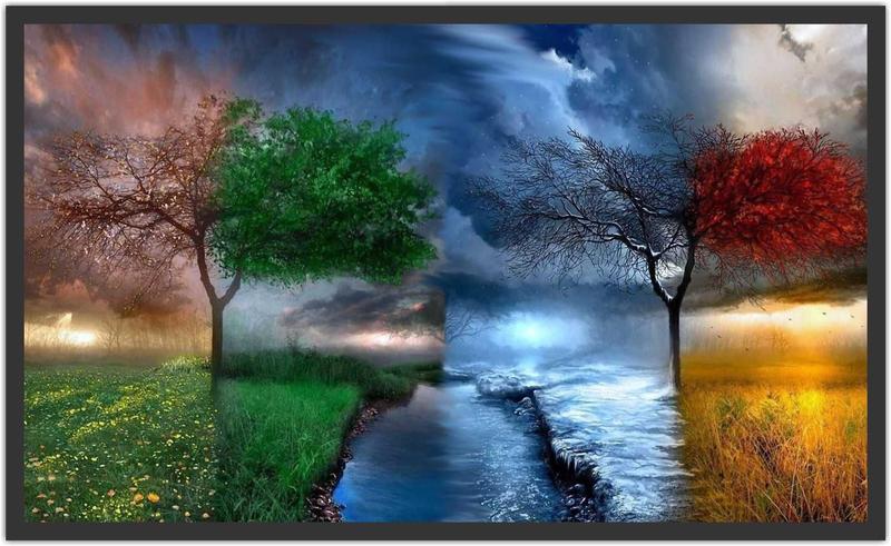 Imagem de Quadro Decorativo Paisagem Quatro Estações Do Ano Com Moldura 1 metro x 60 cm TT08