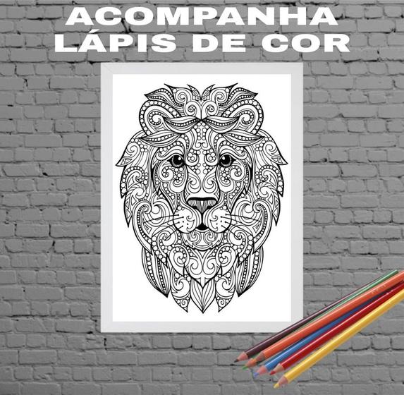 Imagem de Quadro Decorativo Para Colorir Leão 45x34cm