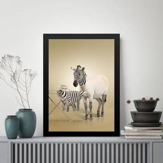 Imagem de Quadro Decorativo Para Lavanderia - Zebra 24x18cm - com vidro