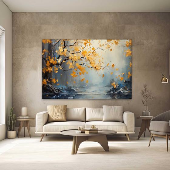 Imagem de Quadro Decorativo para Quarto Sala Arte Folhas Amarela  Grande Escritório Hall Cozinha Corredor 